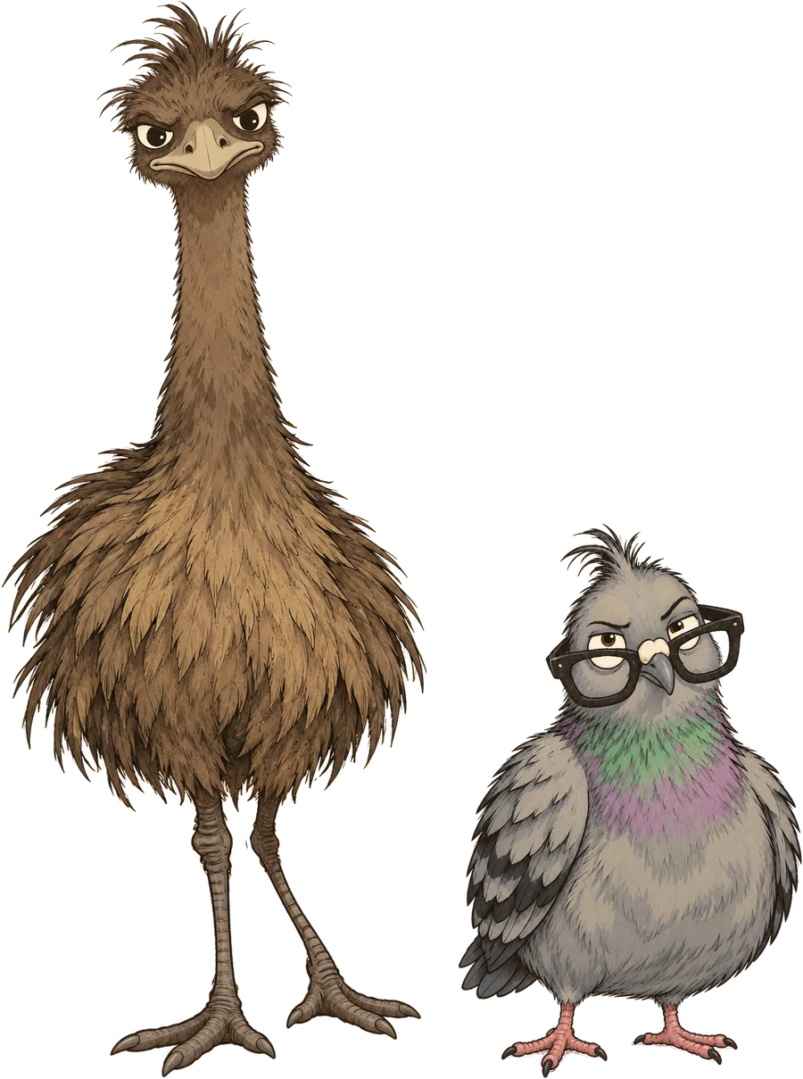 Emu and Pigeon, disagreeing